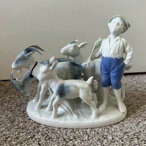 Vintage Gerold Porzellan Bavaria Goat Herder Figurine #4901 West Germany EUC